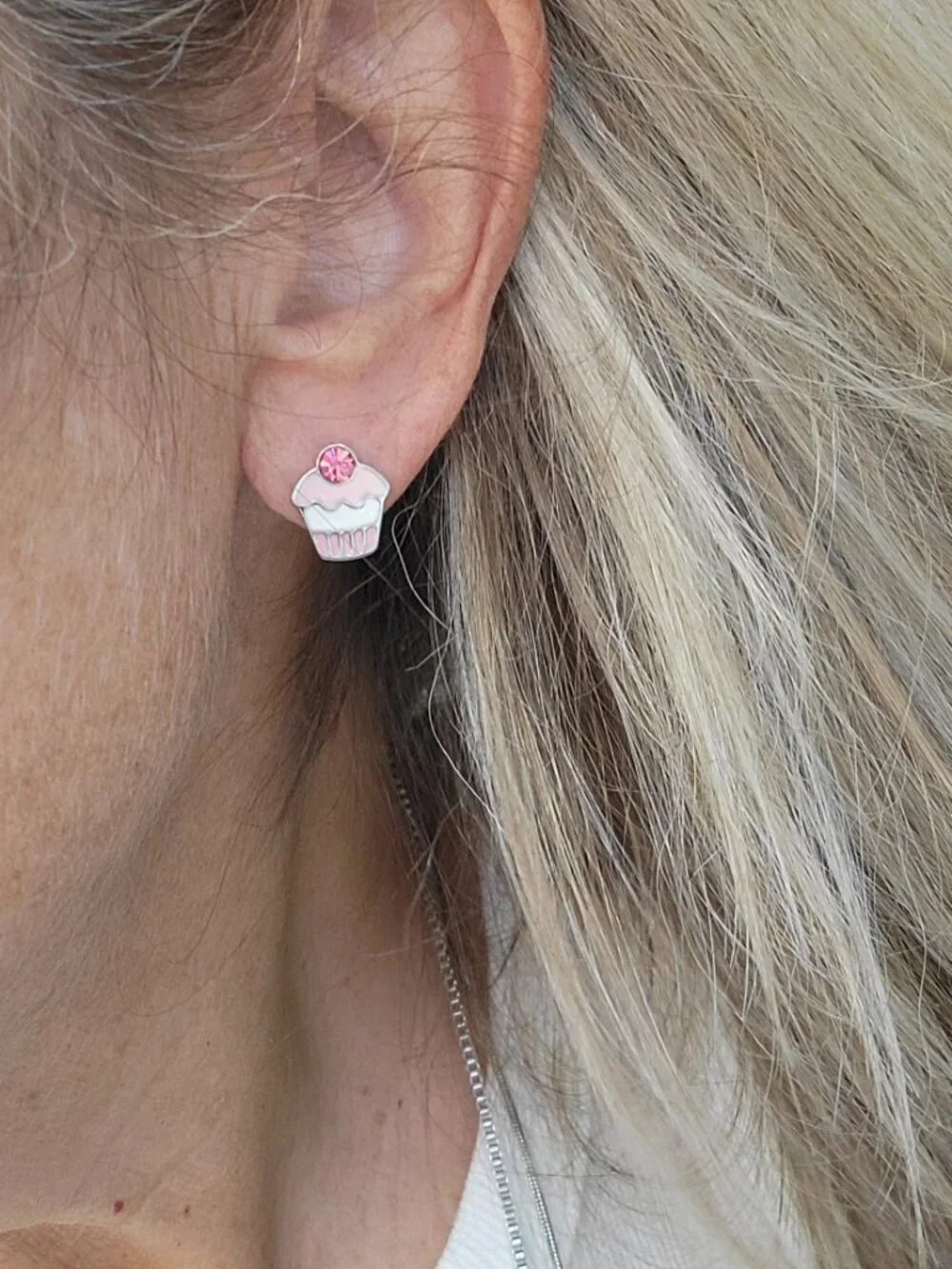 Dainty Cupcake Enamel Stud Earrings
